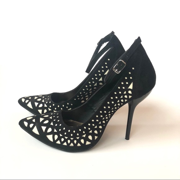 Fru designer stiletto heels in off white & black - Picture 3 of 10